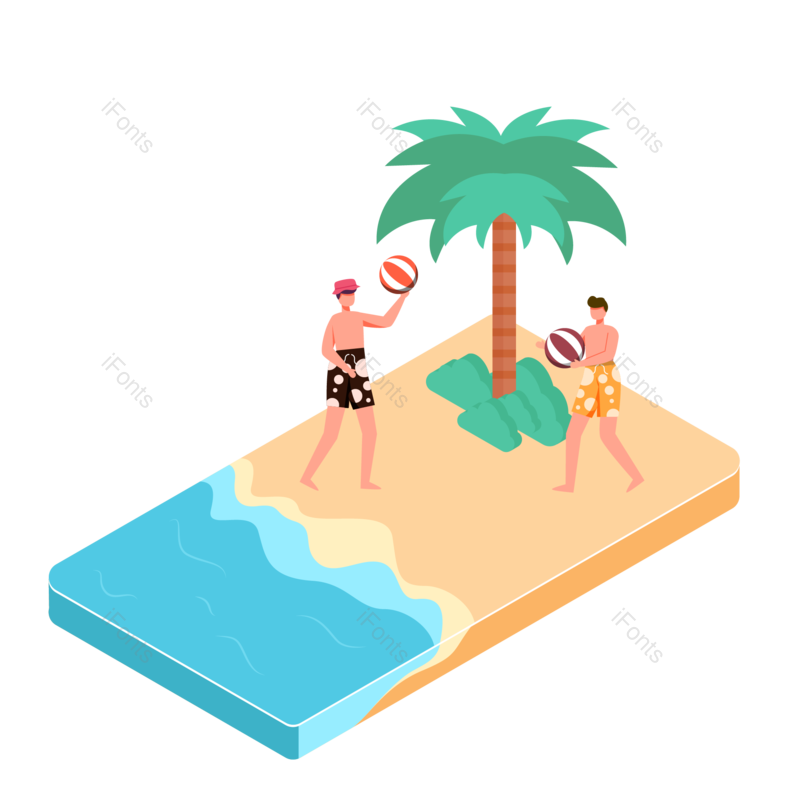 夏天图片,海边元素,度假PNG,椰子树免抠素材